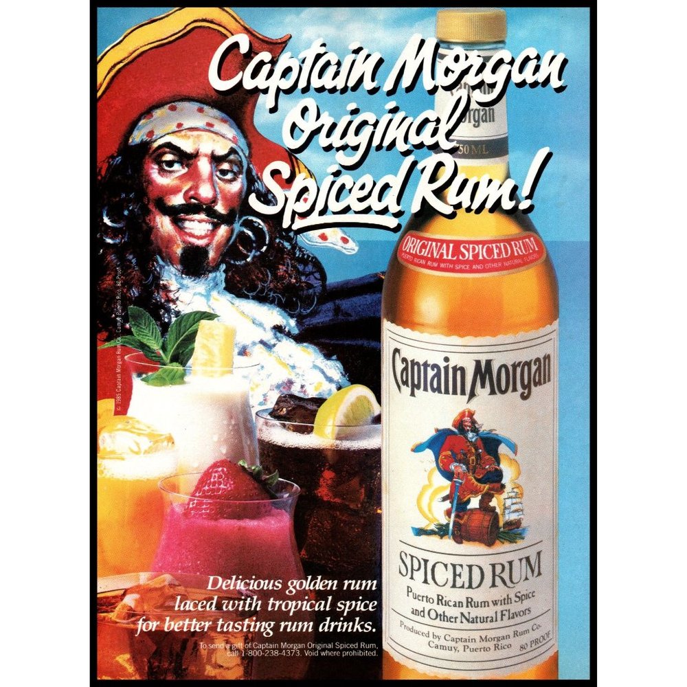 1985 Captain Morgan Spiced Rum Vintage Print Ad Cocktails Pirate Wall Art Photo